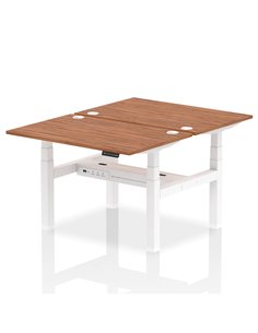 Dynamic Air 1200 x 800mm Height Adjustable 2 Person Bench Desk Walnut Top Cable Ports HA01690