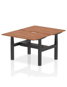 Dynamic Air 1200 x 800mm Height Adjustable 2 Person Bench Desk Walnut Top Scalloped Edge HA01692