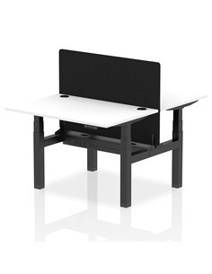 Dynamic Air 1200 x 800mm Height Adjustable 2 Person Bench Desk White Top Cable Ports Screen HA01699