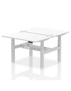 Dynamic Air 1200 x 800mm Height Adjustable 2 Person Bench Desk White Top Cable Ports HA01700