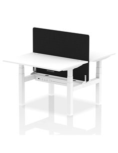 Dynamic Air 1200 x 800mm Height Adjustable 2 Person Bench Desk White Top Cable Ports Screen HA01703