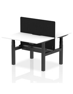 Dynamic Air 1200 x 800mm Height Adjustable 2 Person Bench Desk White Top Scalloped Edge Screen HA01705