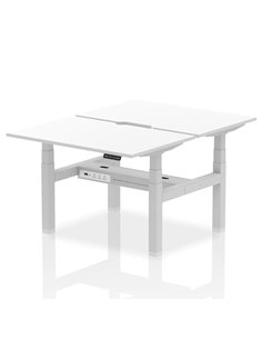 Dynamic Air 1200 x 800mm Height Adjustable 2 Person Bench Desk White Top Scalloped Edge HA01706