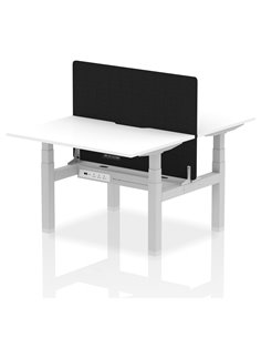 Dynamic Air 1200 x 800mm Height Adjustable 2 Person Bench Desk White Top Scalloped Edge Screen HA01707