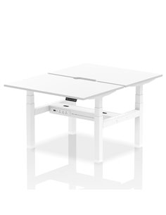 Dynamic Air 1200 x 800mm Height Adjustable 2 Person Bench Desk White Top Scalloped Edge HA01708