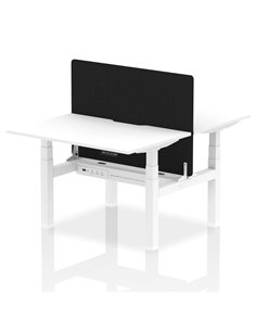 Dynamic Air 1200 x 800mm Height Adjustable 2 Person Bench Desk White Top Scalloped Edge Screen HA01709
