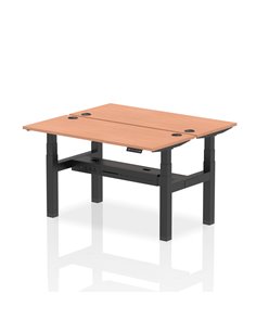 Dynamic Air 1400 x 600mm Height Adjustable 2 Person Bench Desk Beech Top Cable Ports HA01854