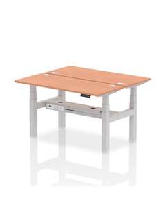 Dynamic Air 1400 x 600mm Height Adjustable 2 Person Bench Desk Beech Top Cable Ports HA01856
