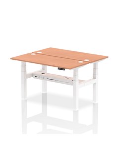 Dynamic Air 1400 x 600mm Height Adjustable 2 Person Bench Desk Beech Top Cable Ports HA01858