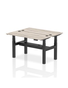 Dynamic Air 1400 x 600mm Height Adjustable 2 Person Bench Desk Grey Oak Top Cable Ports HA01860