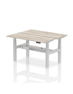Dynamic Air 1400 x 600mm Height Adjustable 2 Person Bench Desk Grey Oak Top Cable Ports HA01862