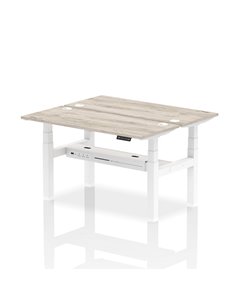 Dynamic Air 1400 x 600mm Height Adjustable 2 Person Bench Desk Grey Oak Top Cable Ports HA01864