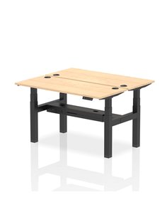Dynamic Air 1400 x 600mm Height Adjustable 2 Person Bench Desk Maple Top Cable Ports HA01866