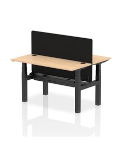 Dynamic Air 1400 x 600mm Height Adjustable 2 Person Bench Desk Maple Top Cable Ports Screen HA01867