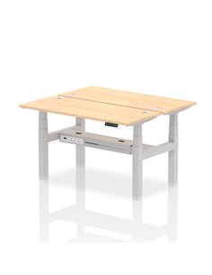 Dynamic Air 1400 x 600mm Height Adjustable 2 Person Bench Desk Maple Top Cable Ports HA01868