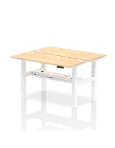 Dynamic Air 1400 x 600mm Height Adjustable 2 Person Bench Desk Maple Top Cable Ports HA01870