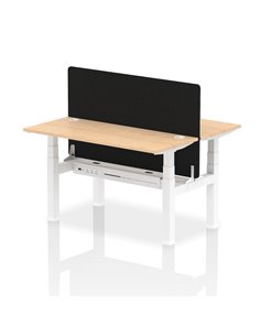 Dynamic Air 1400 x 600mm Height Adjustable 2 Person Bench Desk Maple Top Cable Ports Screen HA01871