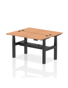 Dynamic Air 1400 x 600mm Height Adjustable 2 Person Bench Desk Oak Top Cable Ports HA01872