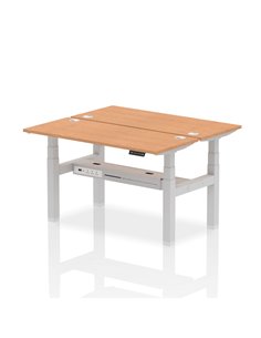 Dynamic Air 1400 x 600mm Height Adjustable 2 Person Bench Desk Oak Top Cable Ports HA01874
