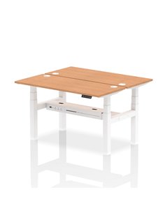 Dynamic Air 1400 x 600mm Height Adjustable 2 Person Bench Desk Oak Top Cable Ports HA01876