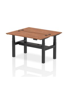 Dynamic Air 1400 x 600mm Height Adjustable 2 Person Bench Desk Walnut Top Cable Ports HA01878