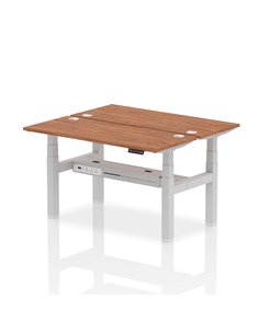 Dynamic Air 1400 x 600mm Height Adjustable 2 Person Bench Desk Walnut Top Cable Ports HA01880