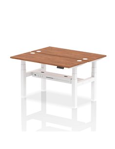 Dynamic Air 1400 x 600mm Height Adjustable 2 Person Bench Desk Walnut Top Cable Ports HA01882