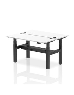 Dynamic Air 1400 x 600mm Height Adjustable 2 Person Bench Desk White Top Cable Ports HA01884
