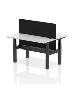 Dynamic Air 1400 x 600mm Height Adjustable 2 Person Bench Desk White Top Cable Ports Screen HA01885