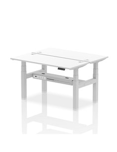 Dynamic Air 1400 x 600mm Height Adjustable 2 Person Bench Desk White Top Cable Ports HA01886