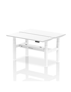 Dynamic Air 1400 x 600mm Height Adjustable 2 Person Bench Desk White Top Cable Ports HA01888