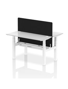 Dynamic Air 1400 x 600mm Height Adjustable 2 Person Bench Desk White Top Cable Ports Screen HA01889