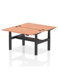 Dynamic Air 1400 x 800mm Height Adjustable 2 Person Bench Desk Beech Top Cable Ports HA01962