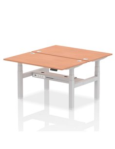 Dynamic Air 1400 x 800mm Height Adjustable 2 Person Bench Desk Beech Top Cable Ports HA01964