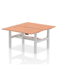 Dynamic Air 1400 x 800mm Height Adjustable 2 Person Bench Desk Beech Top Scalloped Edge HA01970