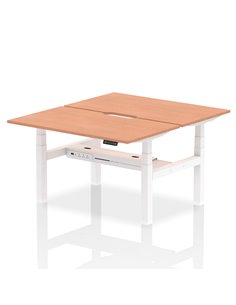 Dynamic Air 1400 x 800mm Height Adjustable 2 Person Bench Desk Beech Top Scalloped Edge HA01972