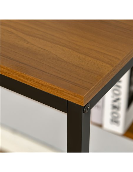 HOMCOM Industrial Style Home Office Computer Desk with Storage Shelf Drawer, PC Study Table Writing Workstation, Light Walnut Br - pic 7864 | FastDaddyshop