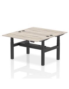 Dynamic Air 1400 x 800mm Height Adjustable 2 Person Bench Desk Grey Oak Top Cable Ports HA01974