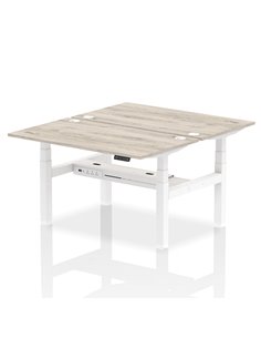 Dynamic Air 1400 x 800mm Height Adjustable 2 Person Bench Desk Grey Oak Top Cable Ports HA01978