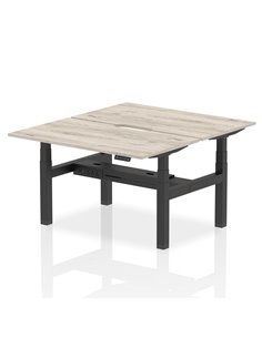 Dynamic Air 1400 x 800mm Height Adjustable 2 Person Bench Desk Grey Oak Top Scalloped Edge HA01980