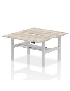 Dynamic Air 1400 x 800mm Height Adjustable 2 Person Bench Desk Grey Oak Top Scalloped Edge HA01982