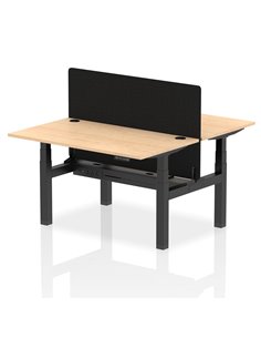 Dynamic Air 1400 x 800mm Height Adjustable 2 Person Bench Desk Maple Top Cable Ports Screen HA01987