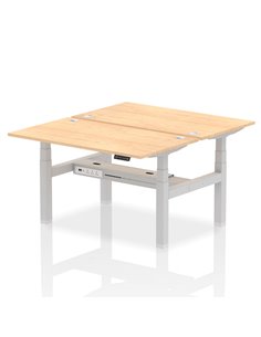Dynamic Air 1400 x 800mm Height Adjustable 2 Person Bench Desk Maple Top Cable Ports HA01988