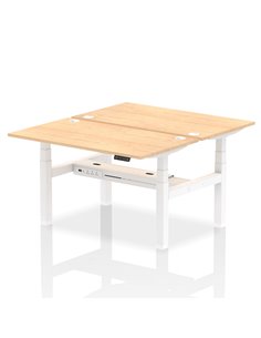 Dynamic Air 1400 x 800mm Height Adjustable 2 Person Bench Desk Maple Top Cable Ports HA01990