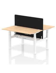Dynamic Air 1400 x 800mm Height Adjustable 2 Person Bench Desk Maple Top Cable Ports Screen HA01991