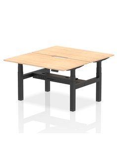 Dynamic Air 1400 x 800mm Height Adjustable 2 Person Bench Desk Maple Top Scalloped Edge HA01992