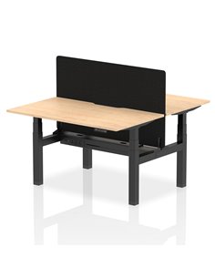 Dynamic Air 1400 x 800mm Height Adjustable 2 Person Bench Desk Maple Top Scalloped Edge Screen HA01993
