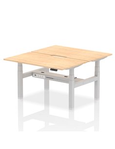 Dynamic Air 1400 x 800mm Height Adjustable 2 Person Bench Desk Maple Top Scalloped Edge HA01994