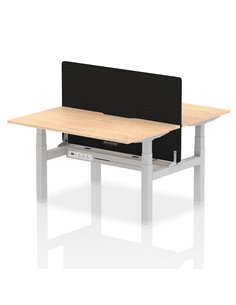 Dynamic Air 1400 x 800mm Height Adjustable 2 Person Bench Desk Maple Top Scalloped Edge Screen HA01995