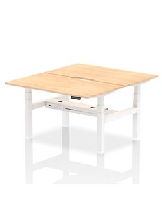 Dynamic Air 1400 x 800mm Height Adjustable 2 Person Bench Desk Maple Top Scalloped Edge HA01996